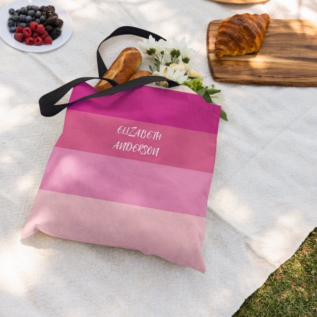 Tote Bag Bloc de couleur rayure horizontale rose (Créateur téléchargé)