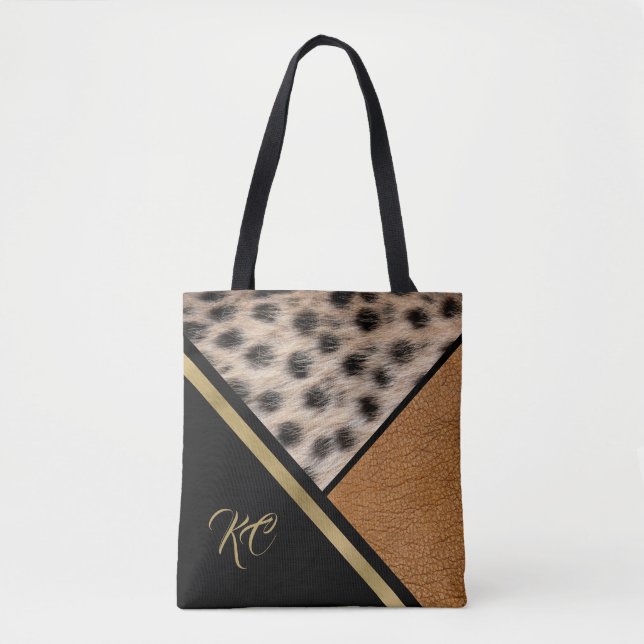 Tote Bag Bloc de couleur taches de guépard (Devant)