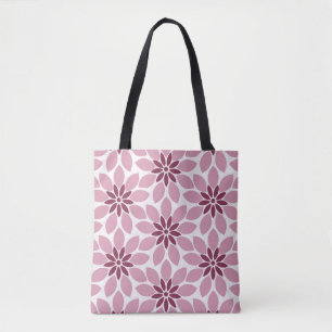 Tote Bag Bloc Imprimer Carrelage Fleurs rose rouge