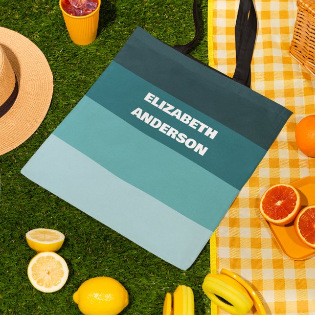 Tote Bag Blocage de couleur Turquoise Bande horizontale (Créateur téléchargé)