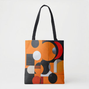 Tote Bag Blocs Abstraits Orange et Noir Pour Porte Quotidie