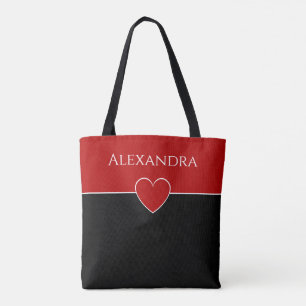 Tote Bag Blocs coeur et couleur minimaliste moderne rouge e