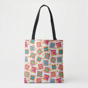 Tote Bag Blocs de surface en Patchwork colorés blancs