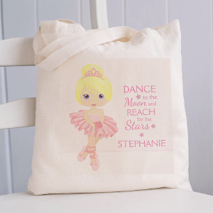 Tote Bag Blonde Ballerina personnalisée en rose