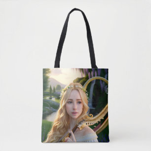 Tote Bag Blonde belle Muse Jouer une harpe