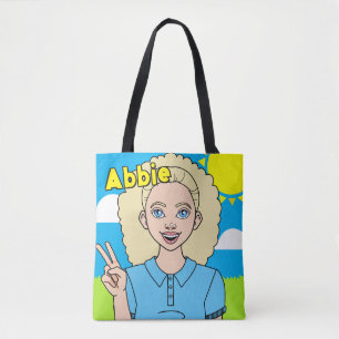 Tote Bag Blonde Cartoon Girl School Nom de l'élève Biblioth