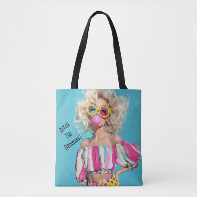 Tote Bag Blonde Chic Personnalisable "Ditch The Ordinary" (Devant)