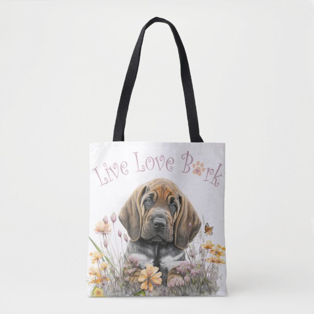 Tote Bag Bloodhound Chien Maman Floral (Devant)