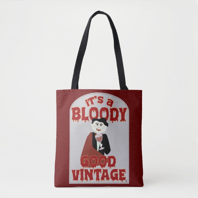 Tote Bag Bloody Bon Cartoon Vintage Halloween Vampire (Devant)