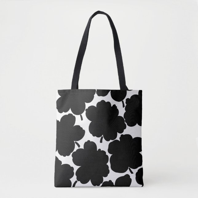Tote Bag Bloom monochrome noir et blanc (Devant)