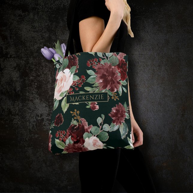 Tote Bag Bloom rustique | Terracotta et Marsala Coutume rou (Créateur téléchargé)
