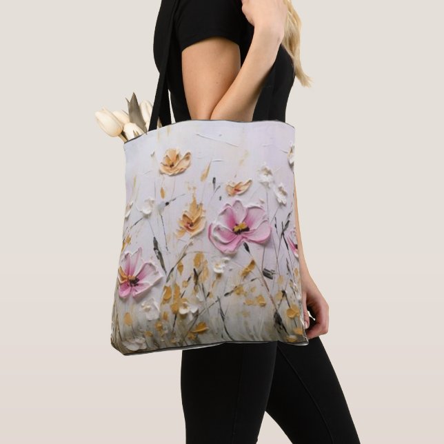 Tote Bag : Bloomin' Bold : Abstrait Rose Flower Custom Four (De près)