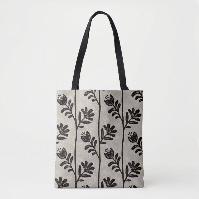 Tote Bag Blooming Floral Silhouette L black flowers (Devant)