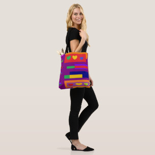 Tote Bag Bloquer les couleurs et les petits coeurs shopping