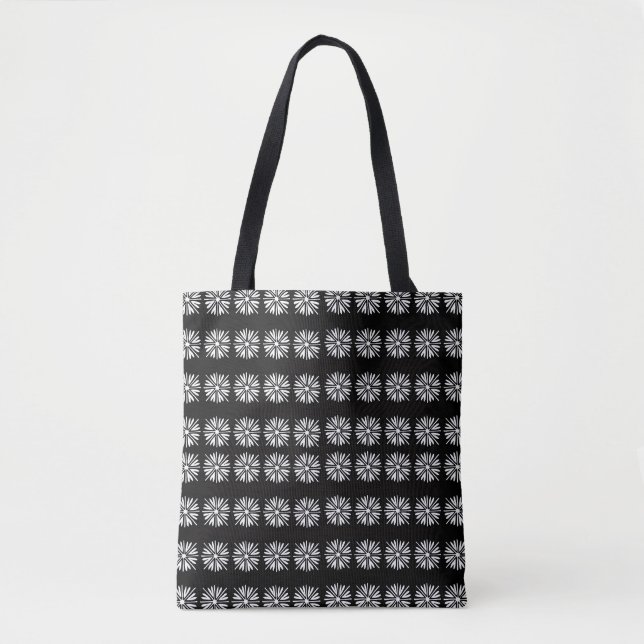 Tote Bag Blossoms blancs sur Black Vice Versa (Devant)