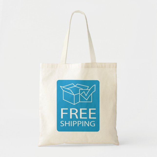 Tote Bag Blue and White Free Shipping Icon (Devant)