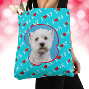 Tote Bag Blue Aqua Blue LOVE Photo personnalisée