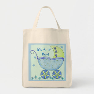 Tote Bag Blue Baby Buggy Carriage Customized