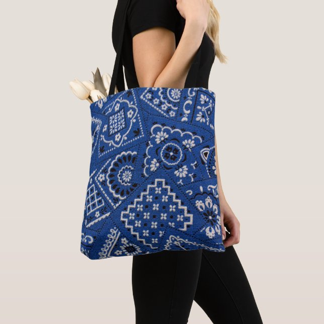 Tote Bag Blue Bandanna Fourre-tout (De près)