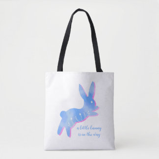 Tote Bag Blue Bunny Silhouette Cute Custom Boy Baby Shower