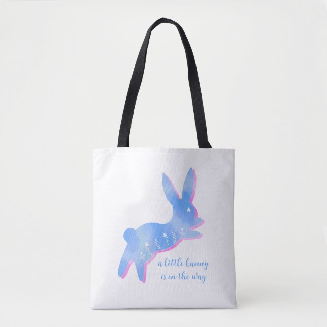 Tote Bag Blue Bunny Silhouette Cute Custom Boy Baby Shower (Devant)