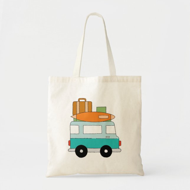 Tote Bag Blue Cartoon Van Best Family Aventure Vacances (Devant)