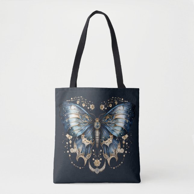 Tote Bag Blue Celestial Butterfly – Moon Witch Aesthetic (Devant)