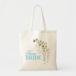 Tote Bag Blue Champagne Cheers Chic Team Bridal Party