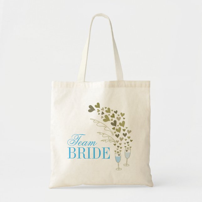 Tote Bag Blue Champagne Cheers Chic Team Bridal Party (Devant)
