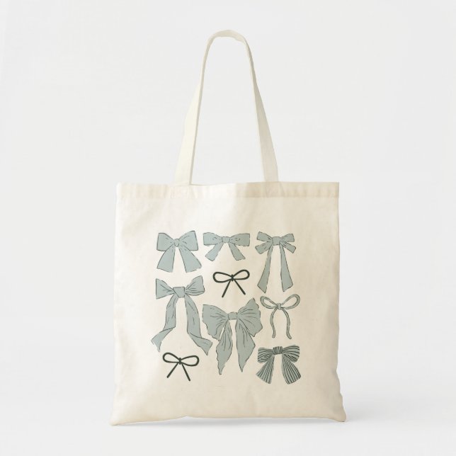 Tote Bag Blue Coquette Girl Bows (Devant)