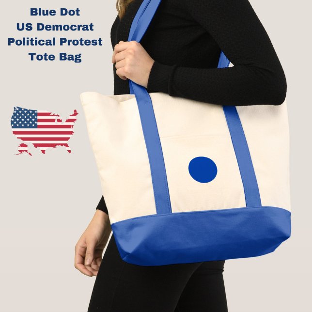 Tote Bag Blue Dot Le Démocrate Américain soutient l'anti-Tr (Resist with this Blue Dot US Democrat political protest tote bag.)