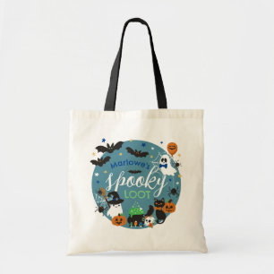 Tote Bag Blue Ghosts Bats Éffrayant Loot Boys Halloween