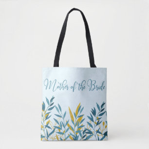 Tote Bag Blue Gold Leaf Mère de mariée Mariage cadeau