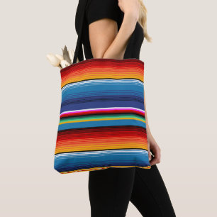 Tote Bag Blue Gold Red Sarape mexicaine