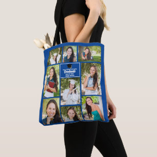Tote Bag Blue Graduate Photo Collage Graduation Cadeau