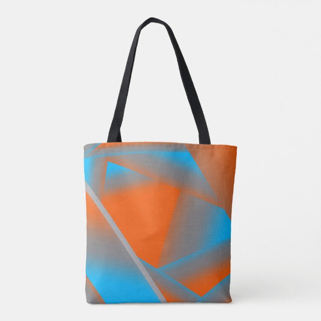 Tote Bag Blue Grey Orange Ombre Géométrique Art Abstrait (Dos)