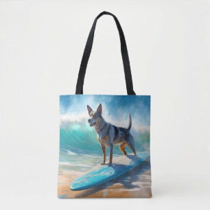 Tote Bag Blue Heeler Beach Surfing Peinture