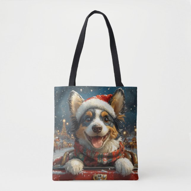 Tote Bag Blue Heeler Dog Roller Dessous de verre Noël (Devant)