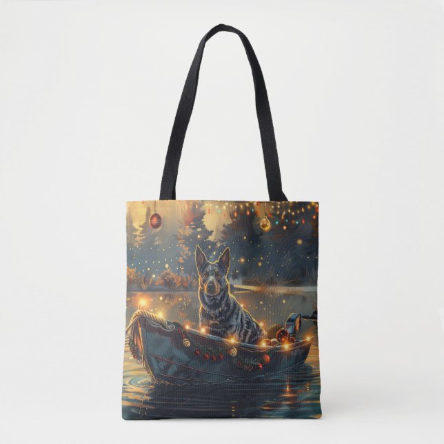 Tote Bag Blue Heeler Noël Festive Voyage (Devant)