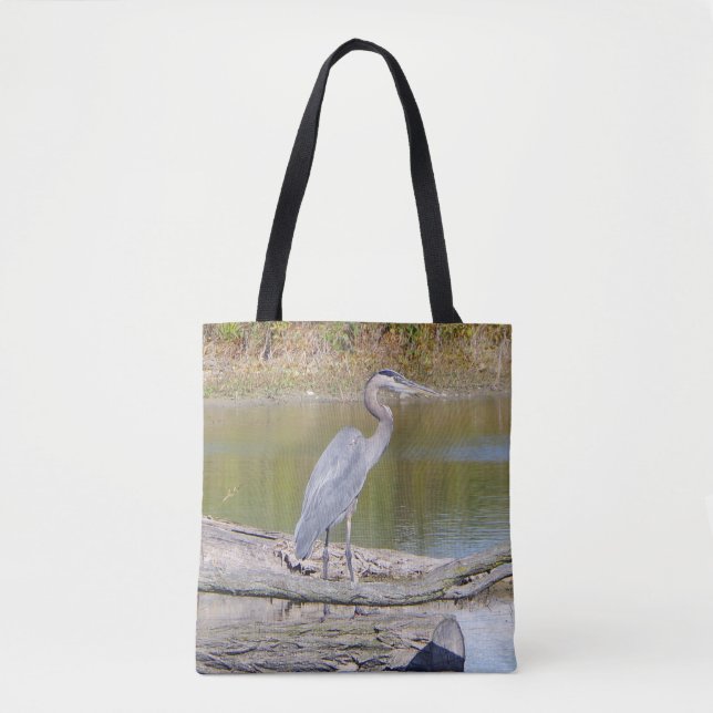 Tote Bag Blue Heron double face partout sur fourre-tout (Devant)
