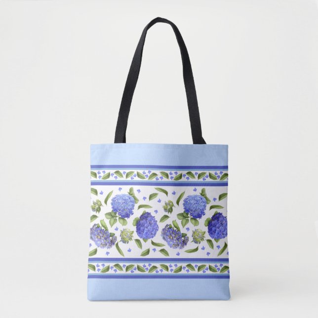 Tote Bag Blue Hydrangea Floral motif botanique (Devant)