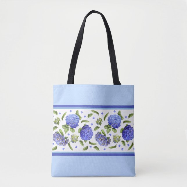 Tote Bag Blue Hydrangea Flower Motif botanique (Devant)