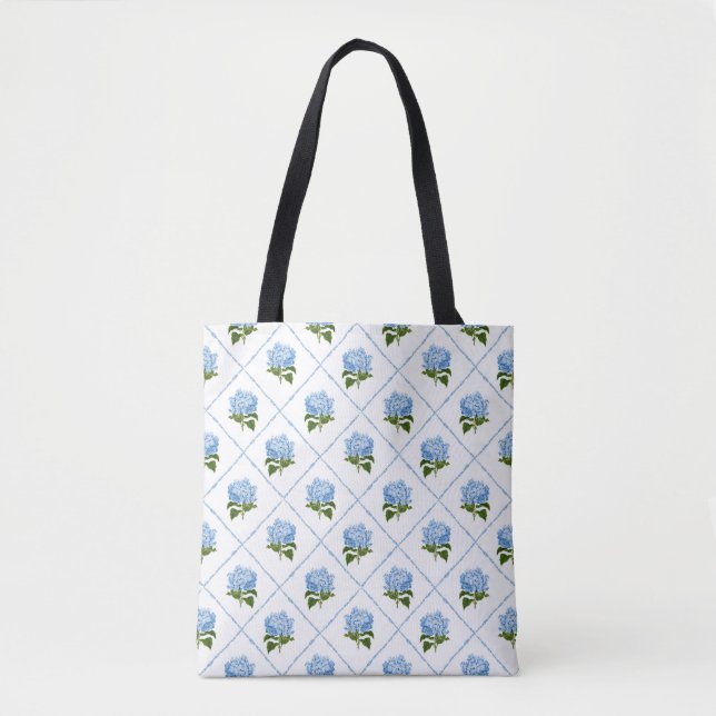 Tote Bag Blue Hydrangea Grandmillennial (Devant)