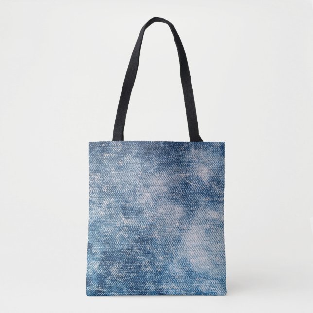 Tote Bag Blue Jeans Denim, Arrière - plan texturé. (Devant)