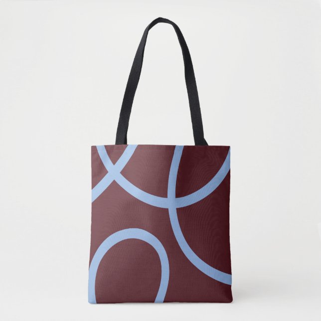 Tote Bag – Blue Lines on Burgundy (Devant)