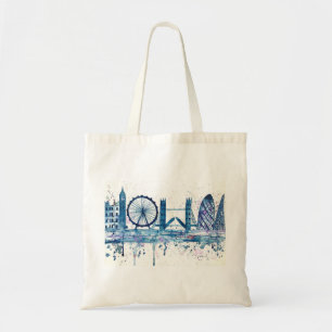 Tote Bag Blue London skyline aquarelle Angleterre moderne