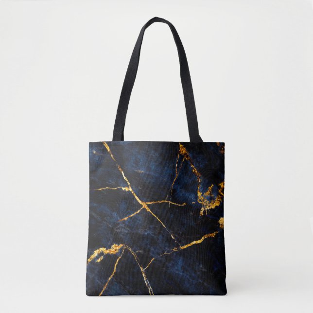 Tote Bag Blue marble texture background, Italian marble sla (Devant)