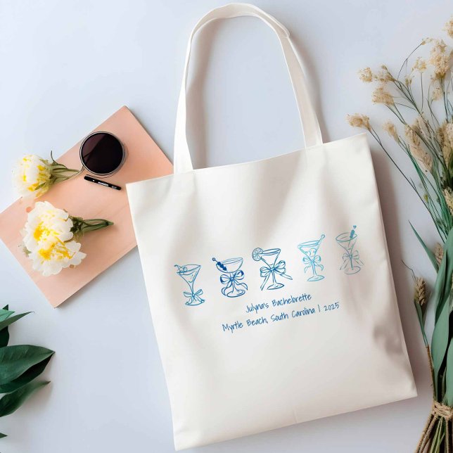 Tote Bag Blue Martini Bachelorette Party Bridesmaid cadeau (Créateur téléchargé)