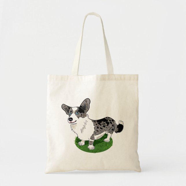 Tote Bag Blue merle, Corgi Cardigan. (Devant)