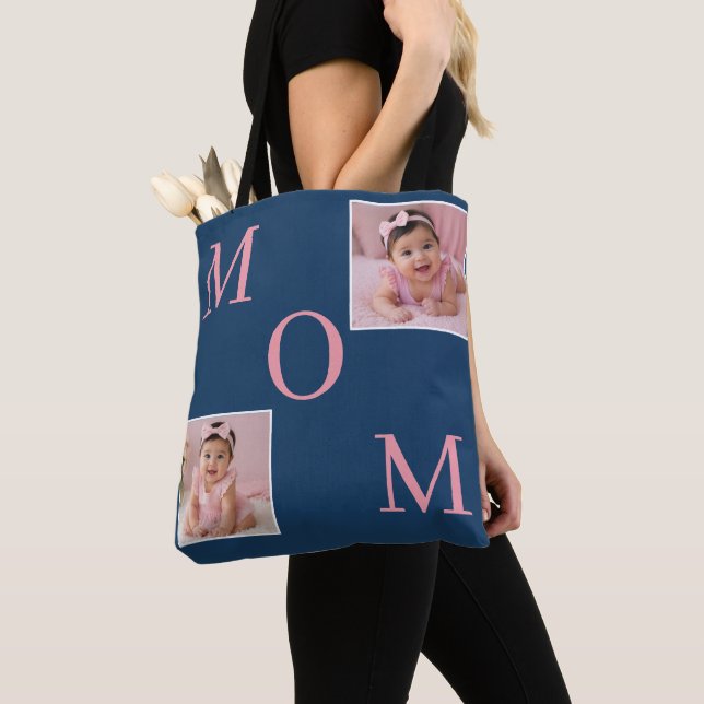 Tote Bag Blue Mom with 2 Photo  (De près)